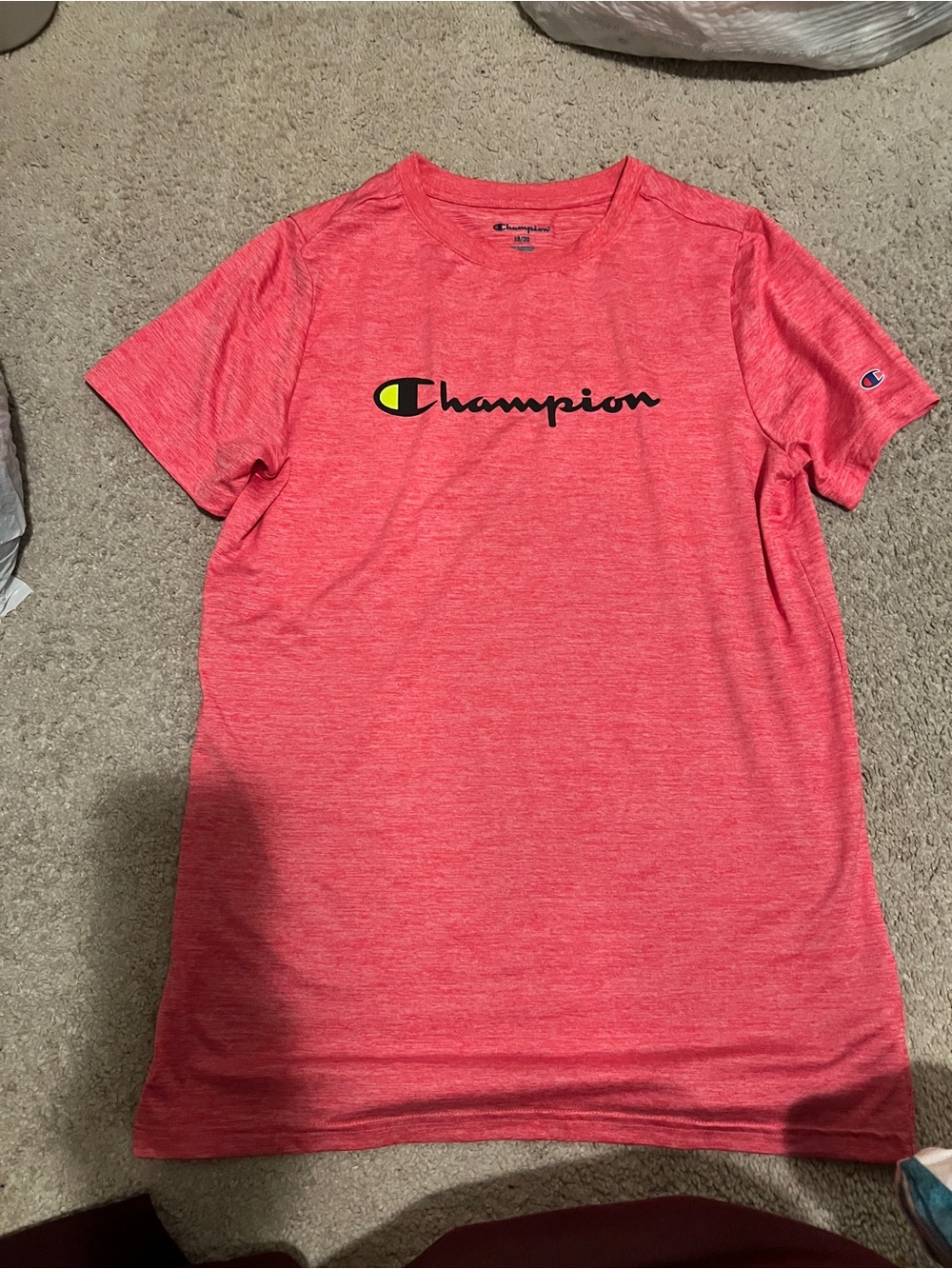 Champion Kids Heather Coral Short Sleeve Tee with Logo